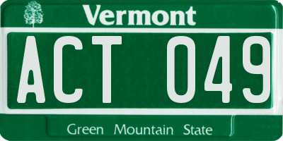 VT license plate ACT049