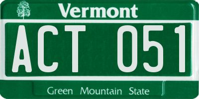 VT license plate ACT051