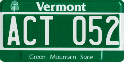 VT license plate ACT052