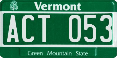 VT license plate ACT053