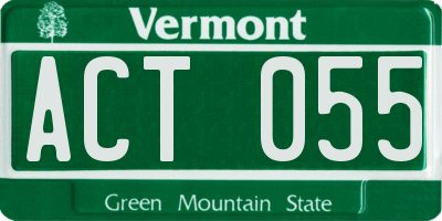 VT license plate ACT055