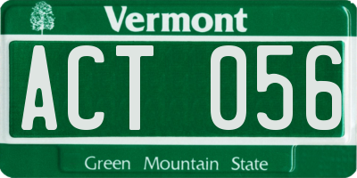 VT license plate ACT056
