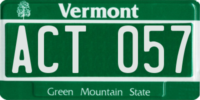 VT license plate ACT057