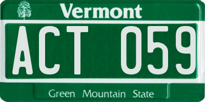 VT license plate ACT059