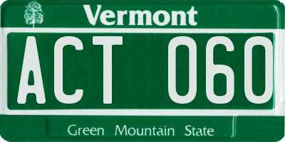 VT license plate ACT060