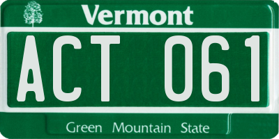 VT license plate ACT061