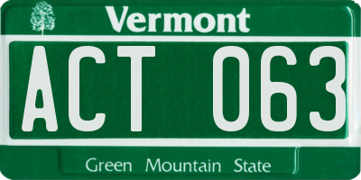 VT license plate ACT063
