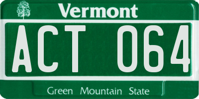 VT license plate ACT064