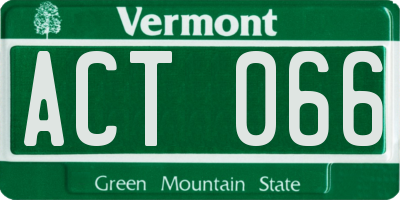 VT license plate ACT066