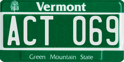 VT license plate ACT069