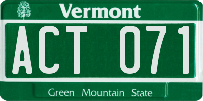 VT license plate ACT071