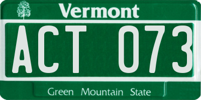 VT license plate ACT073