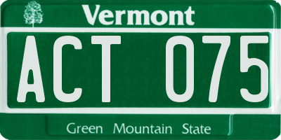 VT license plate ACT075