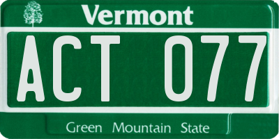 VT license plate ACT077
