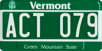 VT license plate ACT079
