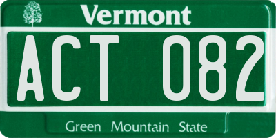 VT license plate ACT082
