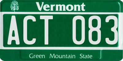 VT license plate ACT083