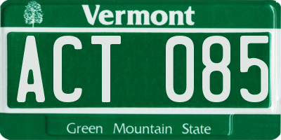 VT license plate ACT085