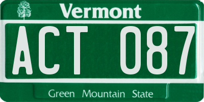 VT license plate ACT087
