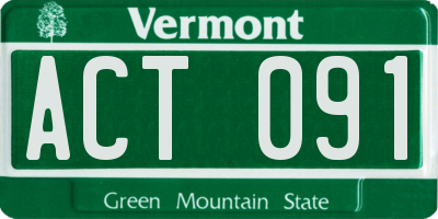 VT license plate ACT091