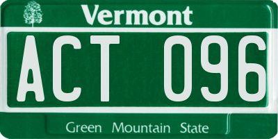 VT license plate ACT096