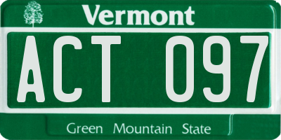 VT license plate ACT097