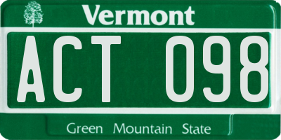 VT license plate ACT098