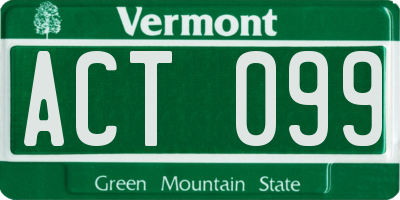 VT license plate ACT099