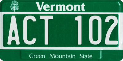VT license plate ACT102