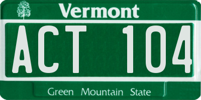 VT license plate ACT104