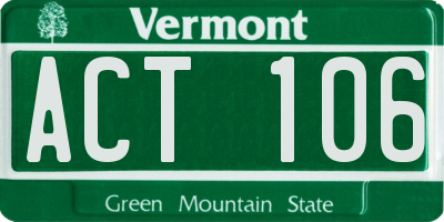 VT license plate ACT106