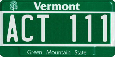 VT license plate ACT111
