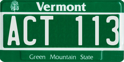 VT license plate ACT113
