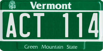 VT license plate ACT114