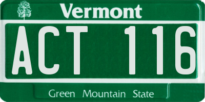 VT license plate ACT116