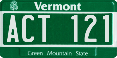 VT license plate ACT121