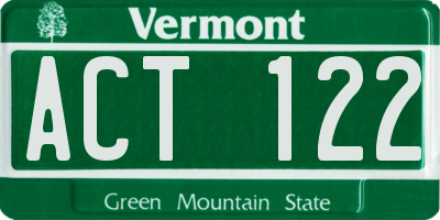VT license plate ACT122