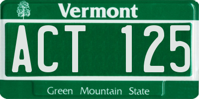 VT license plate ACT125