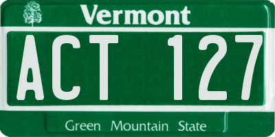VT license plate ACT127