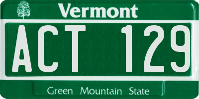 VT license plate ACT129