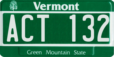 VT license plate ACT132