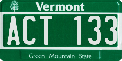 VT license plate ACT133
