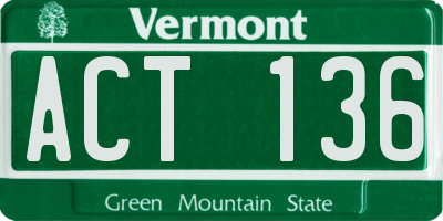 VT license plate ACT136