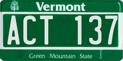 VT license plate ACT137