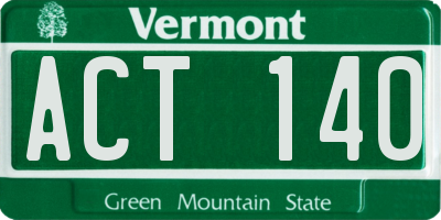 VT license plate ACT140