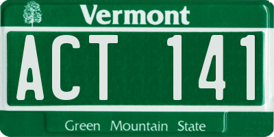 VT license plate ACT141