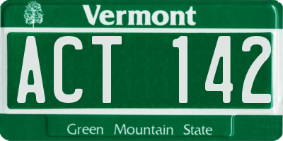 VT license plate ACT142