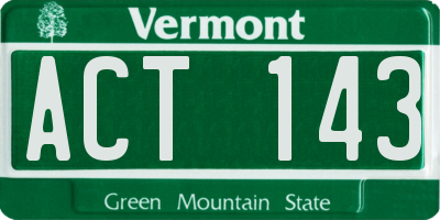 VT license plate ACT143