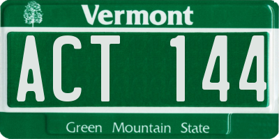 VT license plate ACT144