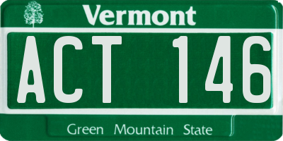 VT license plate ACT146